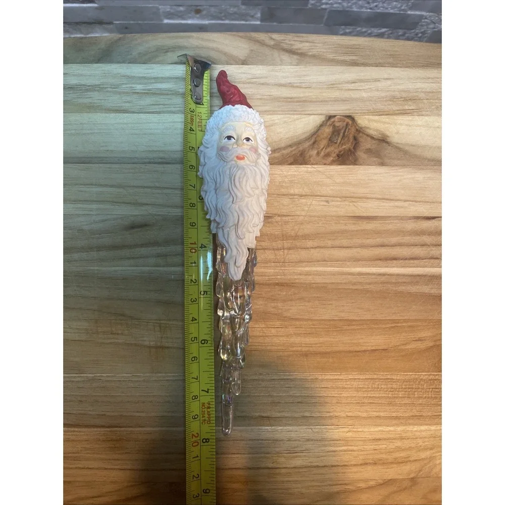 Vintage‎ Santa Crystal Look Icicle Christmas Tree Ornament Santa Face Icicle